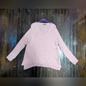 Zara Ribbed Long Sleeve Pink Blouse